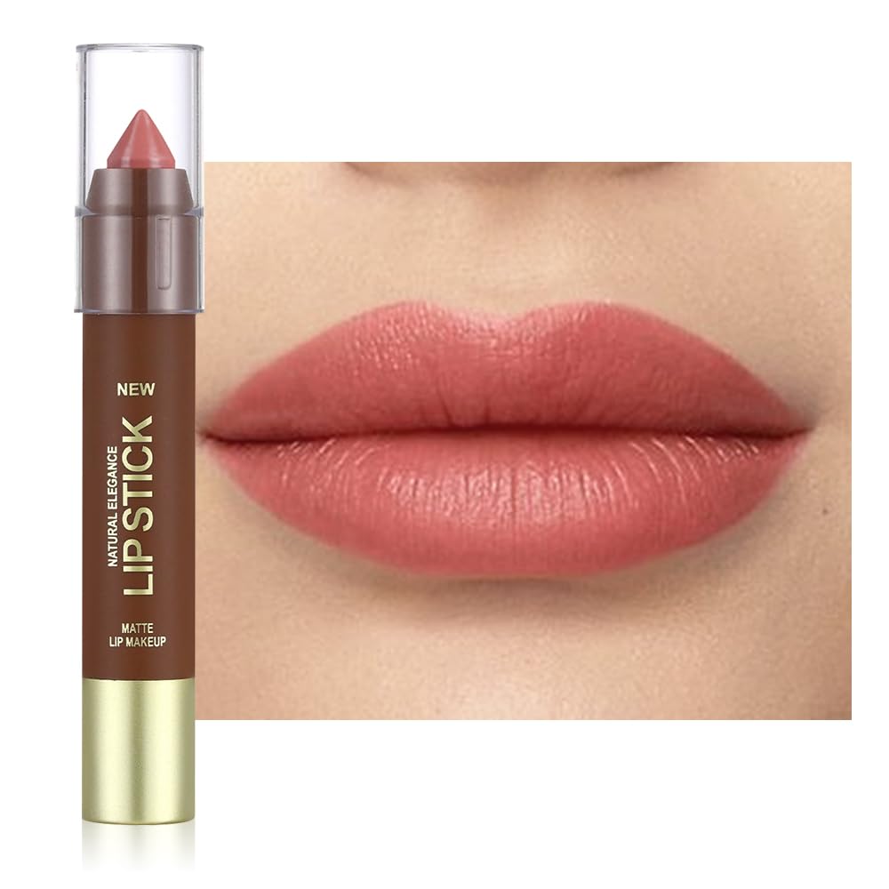 QIDSTERS Matte Lipstick Crayon for Women, Nude Pink 24 Hour Lipstick Lip Liner Pencil, Neutral Lip Stick Lipliner Long Lasting Waterproof Smudge Proof, Vegan & Cruelty-Free, 03