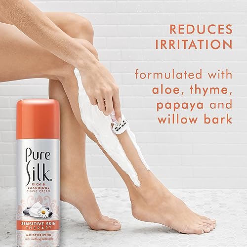 Pure Silk Sensitive Skin Spa Therapy Shave Cream for Women, 7.25 Oz, Pack of 6