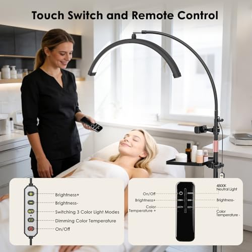 Black Half Moon Lash Light with Magnifier & Tool Tray for Eyelash Extensions