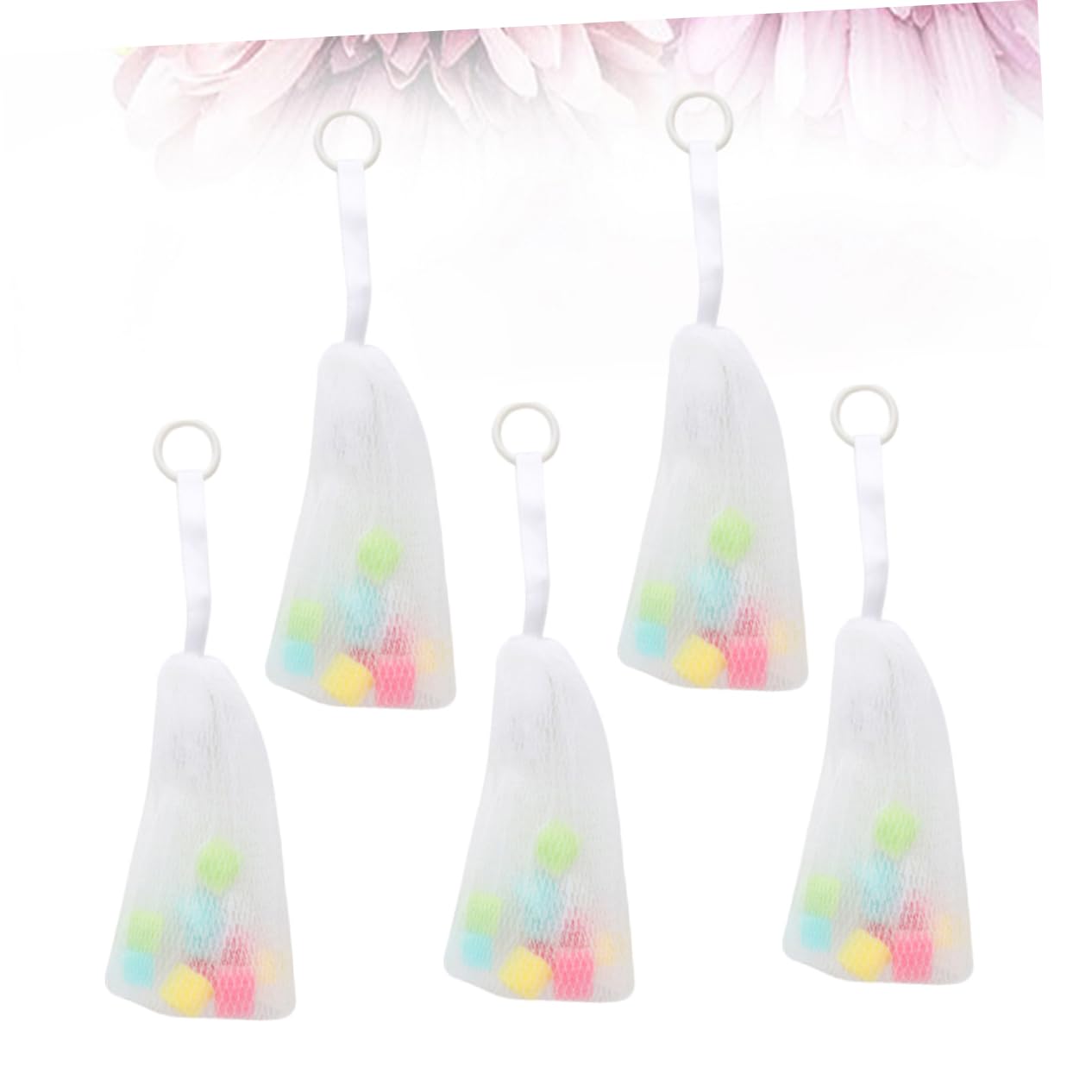 FOMIYES 5pcs Foaming Net Bags for Cleansing Convenient Hanging Mesh Sponge Pouches for Soap and Cosmetic Bubbles for Bathing and Skin Care