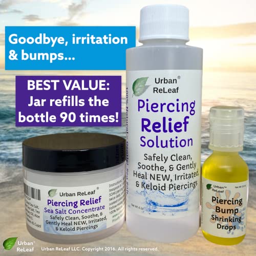 Piercing Aftercare Set with Sea Salt & Bump Shrinking Drops - Soothing Relief