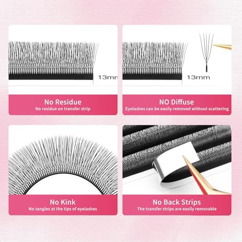 5D U Shaped Eyelash Extensions, Volume Crisscross Lashes Handwoven Wispy Clusters for Professional Lash Artists(5D-U-Single Tip-0.07 C-8-15mmMIX)
