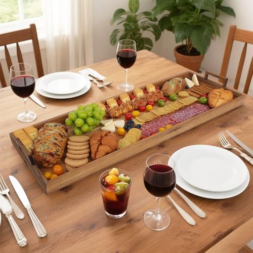 Large Acacia Wood Charcuterie Board 36x12 Inch with Cheese Knife Set - Variation of THIS listing