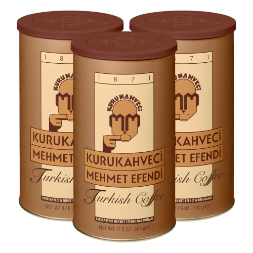 Turkish Coffee Medium Roast 17.6 oz Pack of 3 - Authentic Arabica, Finely Ground, Traditional Flavor