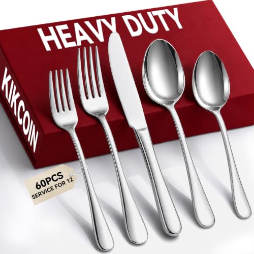 60-Piece Silverware Set for 12 - Stainless Steel Flatware Utensil Cutlery Set with Gift Box - Silver / 12 Pack