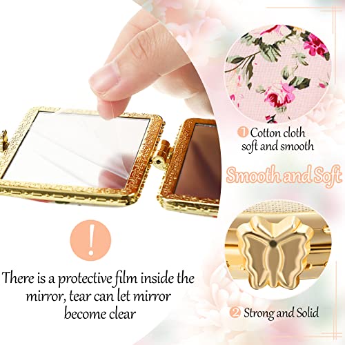 Remerry 48 Pieces Compact Mirror for Purse Small Flower Pocket Mirror Portable Floral Retro Folding Tea Party Favors Makeup Travel for Women Mother (Stylish Style)