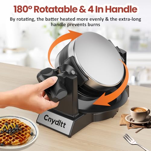 Cnydltt Double Waffle Maker A - 1400W Rotating Belgian Waffle Iron, 2 Slices