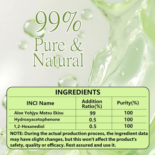 ABOTE Organic Aloe Vera Gel 99% Pure for After Sun, Shaving & Itchy Skin – 13.53 fl oz / 400 ml