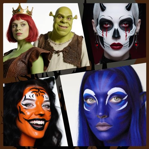 Face & Body Paint Stick Set for Halloween Cosplay SFX - Black White Grey, 4 Pack