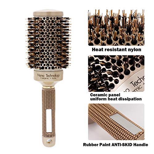 Professional Hair Brush Set with Thermal Aluminum Tubes & Clips for Styling & Curling