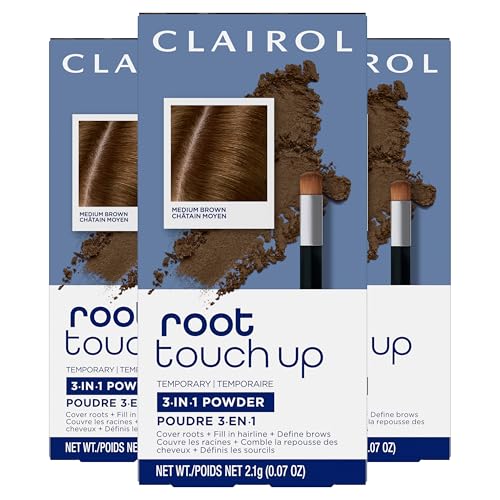 Temporary Root Touch-Up Concealing Powder - Medium Brown, Pack of 3