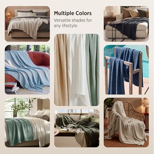 Bedsure 100% Cotton Waffle Weave Blanket - King Size, White, 104x90 Inch - Variation 01 White / King