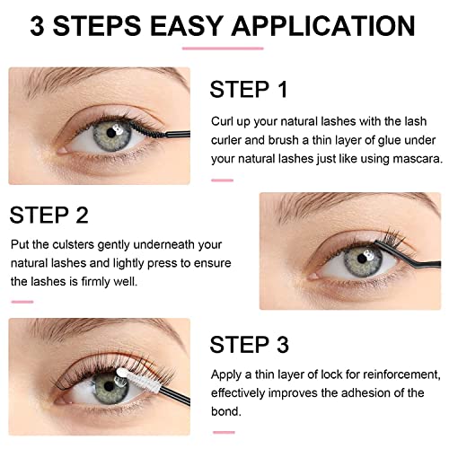 KISSXIAOYA Cluster Lashes Extensions, 144Pcs Individual Cluster Lashes D Curl 14mm, Wide Stem Cluster Eyelashes Soft Natural False Eyelashes Cluster DIY Eyelash Extension At Home (144pcs, 12mm)