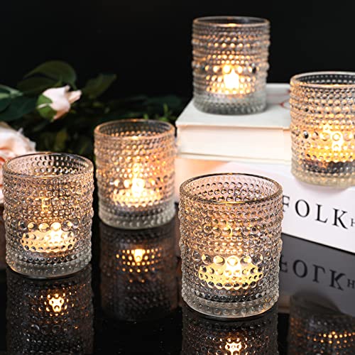 Clear Glass Votive Candle Holders Set of 72 - Tea Light Centerpieces, Elegant Dot Design