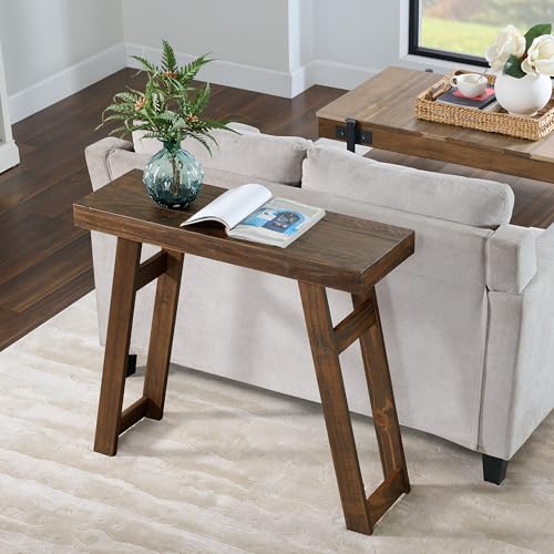 Brown Solid Wood Console Table - 36 Inch Narrow Entryway Sofa Table