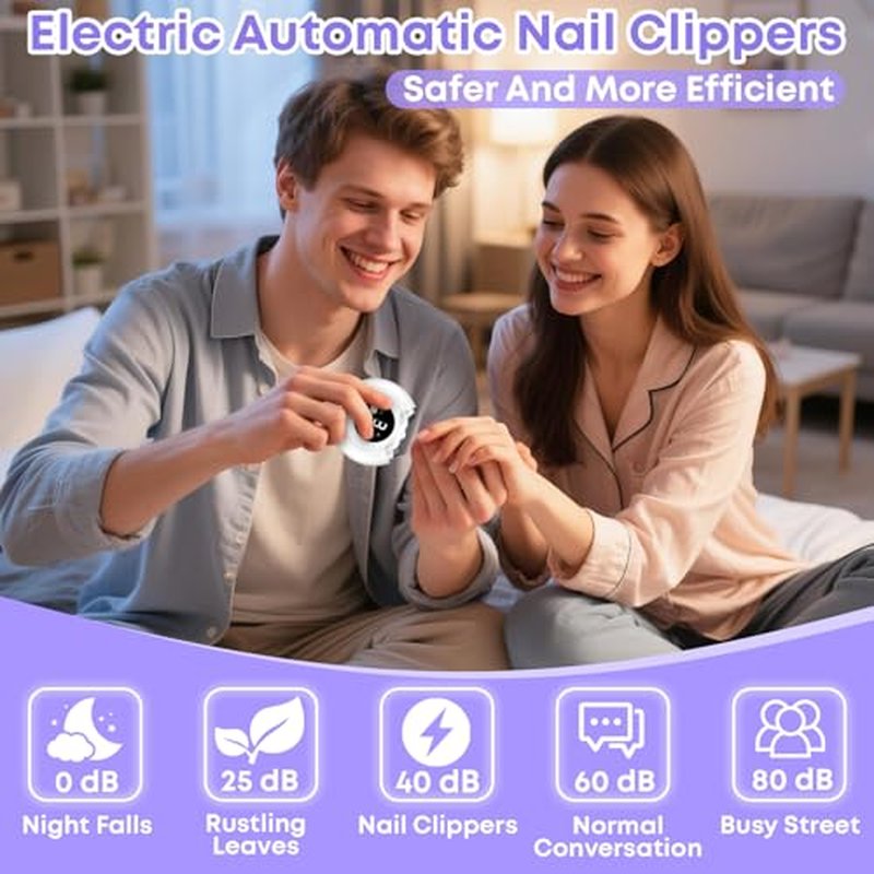 3-in-1 Electric Nail Clipper for Adults & Seniors, 3 Speeds Automatic Nail Clipper & Trimmer with LED Light 360¡Æ Rotating Fingernail Clipper with Polisher Rechargeable Electric Nail File