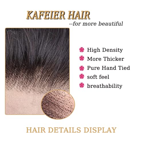 KAFEIER Natural Black 6x6 HD Lace Closure 12 Inch Brazilian Human Hair Straight Wave