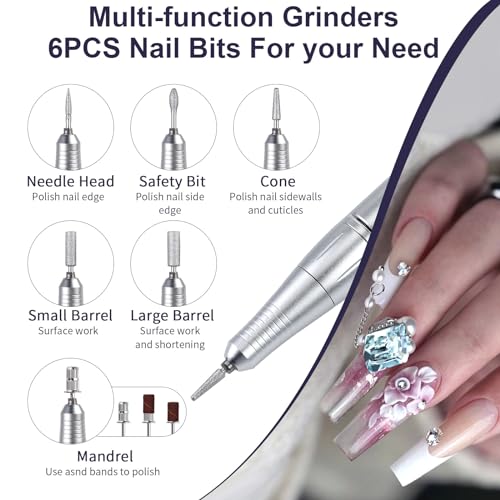Electric Nail Drill Machine Set 45000RPM with LCD Screen for Acrylic Gels Nails - White
