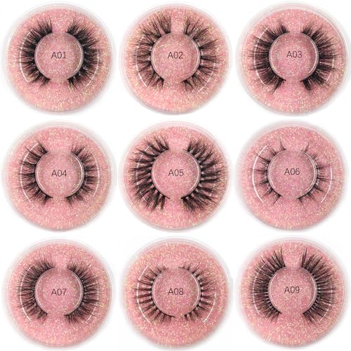 30 Pairs False Mink Eyelashes Set - 10 Styles Thick Natural 5D Volume Reusable Fake Lashes with Storage Box - Cruelty-Free