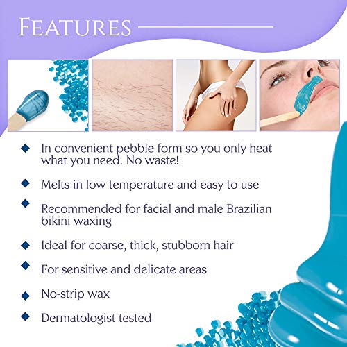 Blue Pebble Hard Wax Beads for Hair Removal - Satin Smooth 35 oz