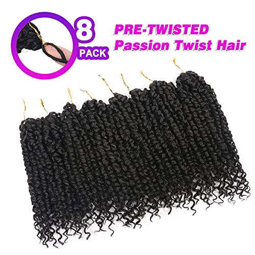 Bileaf Passion Twist Crochet Hair 10 Inch - 8 Pack, Faux Locs for Black Women