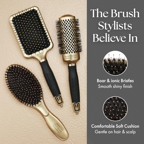Olivia Garden Gold Ceramic + Ion Supreme Paddle Brush - Large Boar & Ionic Bristles