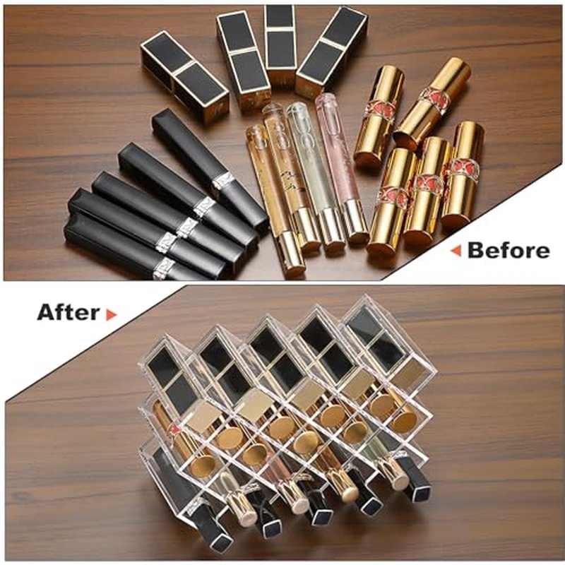 ELLDOO Rollerball Perfume Organizer, 23 Spaces Clear Acrylic Perfume Storage Holder Beauty Scent Holder, Stackable Makeup Lipgloss Lipstick Display Case Lip Gloss Storage Stand (5-Tier)