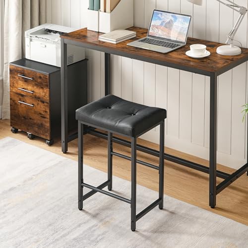 Counter Height Saddle Bar Stools with PU Upholstery - Black, 25.4"
