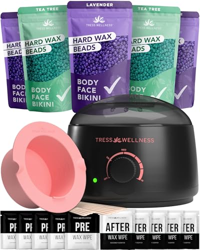Tress Wellness Waxing Kit for Sensitive Skin - Midnight Rose, at-Home Face & Body Hair Removal