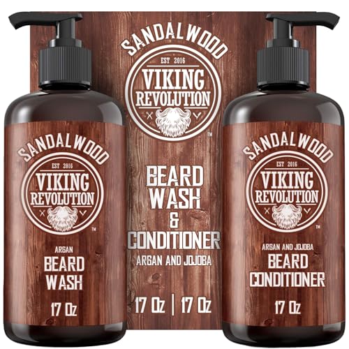 Viking Revolution Beard Wash & Conditioner Set - Sandalwood 17 oz - Pack of 2