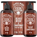 Viking Revolution Beard Wash & Conditioner Set - Sandalwood 17 oz - Pack of 2