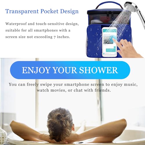 Blue Dorm Shower Caddy Organizer for College Students - Water-Resistant Toiletry Bag
