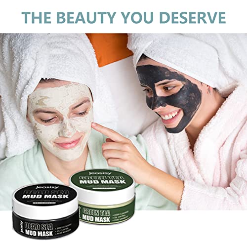 Face Clay Mask-Facial Dead Sea Mud Mask,Green Tea Mud Mask,Purifying Pore,Remove Blackheads,Control Oil,Anti Aging,Travel Size Mother's Day Gift Sets for Women and Men-2.8Oz*2