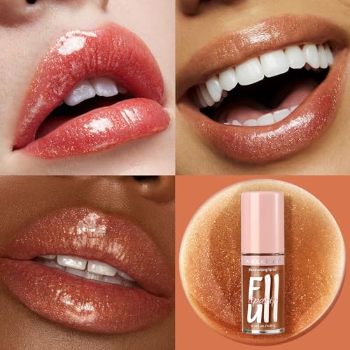 2PC Lip Glow Oil Hydrating 6 Colors, Moisturizing & Nourishing Plumping Tinted Lip Gloss for Dry Lips, Vegan, Lip Plumper Gloss Make Lips Fuller (2PC#06, 9.6ml)