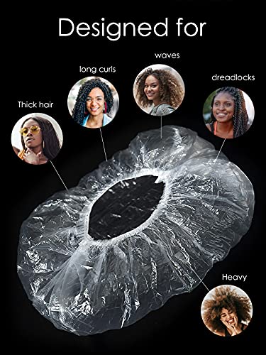 50Pcs XXL Disposable Shower Caps for Long Hair Braids Dreadlocks & Locs - Stretch to 26 Inches