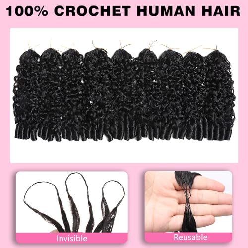 Beauty Queen Burmese Curly Crochet Hair 16 Inch 60g Knotless Pre-Separated Spiral Curl for Women - 1B