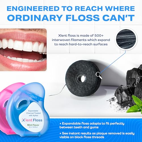 Expandable Charcoal Dental Floss Refill Mint 656ft - Xlent