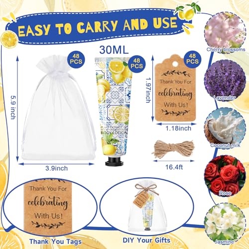 Capri Lemon Hand Cream Party Favors - 48 Sets for Baby Shower & Events