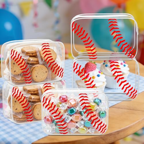 24 Pcs Clear Baseball Makeup Bags - Sporty Waterproof Travel Organizer Set