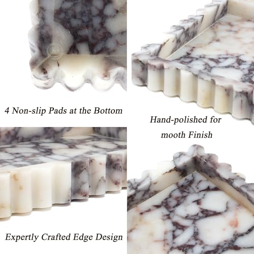 Marble Tray for Bathroom & Vanity - Calacatta Viola Purple, 11.8" x 8"