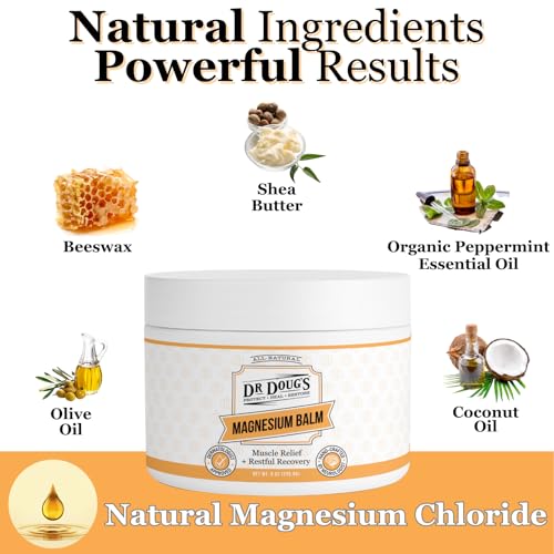 Dr. Doug's Magnesium Balm ? Organic Magnesium Lotion (8 oz) for Soothing Muscle & Nerve Relief with Organic Peppermint & Lavender Scent ? Apply to Legs, Arms, Chest | Non-Greasy, All-Natural Formula