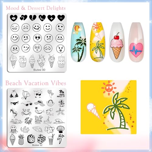 Biutee 31pcs Nail Stamping Kit with 16 Plates and 10 Gel Polishes - DIY Nail Art