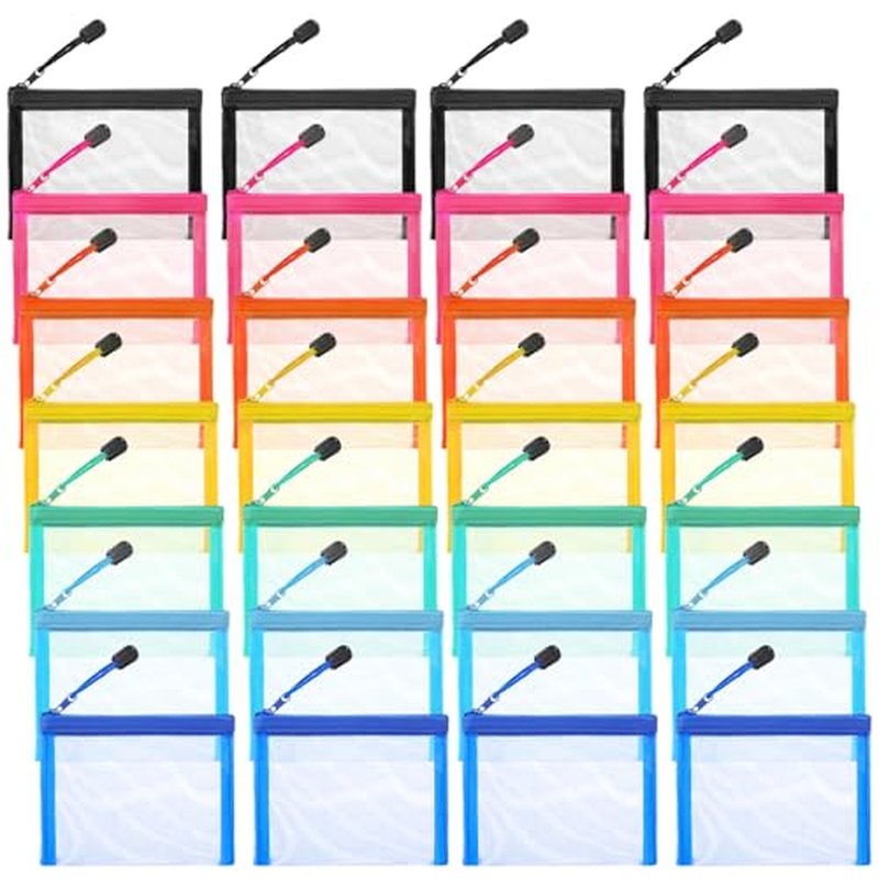 28 Pieces Mini Mesh Coin Pouch, 5 x 4 in Small Nylon Zipper Cosmetic Bags, Small Travel Mesh Lipstick Makeup Organizer Bags with Zipper for Women Purse Toiletries Cosmetics Supplies