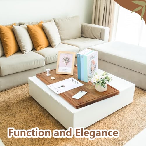 Large Acacia Wood Cutting Board with Juice Groove - Natural 32x18 Inches, Extra Large Serving Platter & Carving Tray