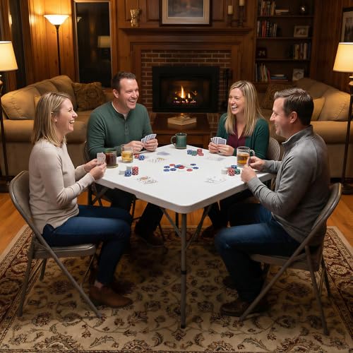 34-Inch Folding Card Table Square Portable Heavy Duty Plastic Game Table - White - Variation of THIS listing