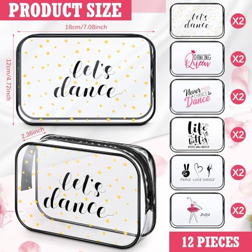 Abbylike 12 Pcs 7 x 4.7 x 2.4'' Dance Makeup Bags Gifts for Dancers Team Christmas Makeup Bags PVC Clear Cheer Case Toiletry Zipper Pouch for Women Christmas Xmas