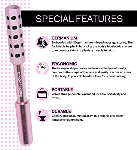 Facial Massage Roller with Germanium Stones for Lymphatic Drainage & Anti-Aging