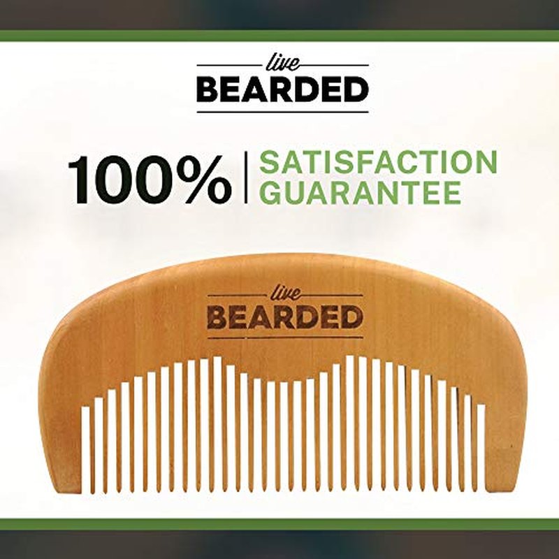 Live Bearded Premium All-Natural Wooden Beard Comb - Anti-Static - Reduce Snagging, Damage and Ingrown Hairs - Keep Mustache Off Your Lip - Fits in Pocket - Easy Daily Grooming