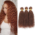 Kinky Curly Human Hair Bundles 28 30 32 Inch Brown Brazilian Virgin Hair - Variation #30JC
