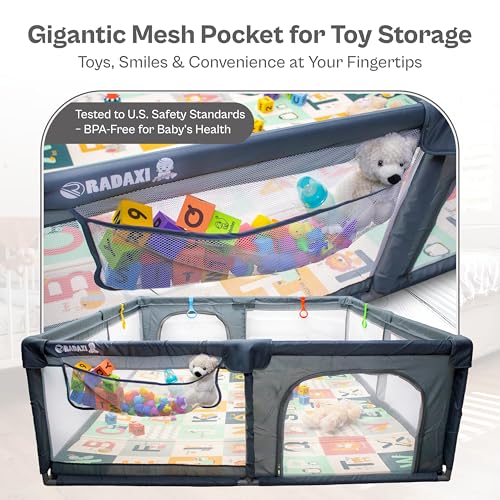 Large Baby Playpen with Mat 71x59 Inch Safety Play Yard for Toddlers Indoor & Outdoor